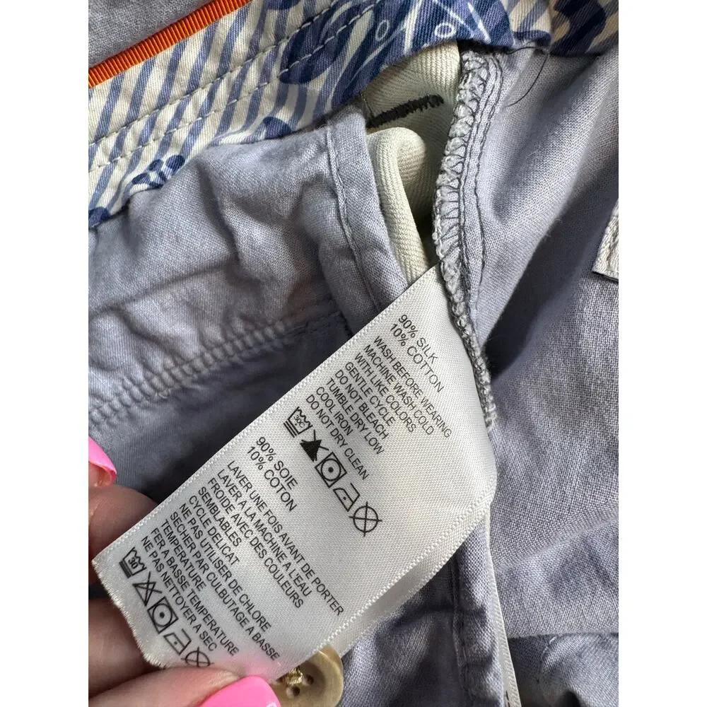 Tommy Bahama Silk Blend Shorts Mens 36 Gray Blue Flat Front Luxury Casual